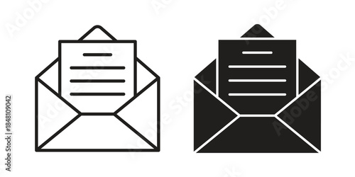 Open envelope icon flat simple icon. Liner version - stock vector.