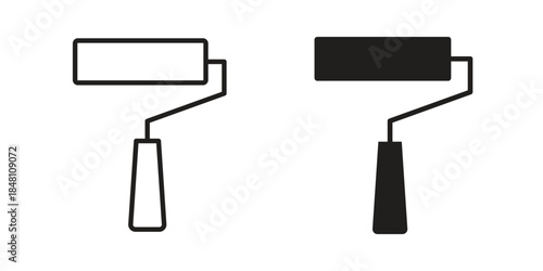 Paint roller icon flat simple icon. Liner version - stock vector.