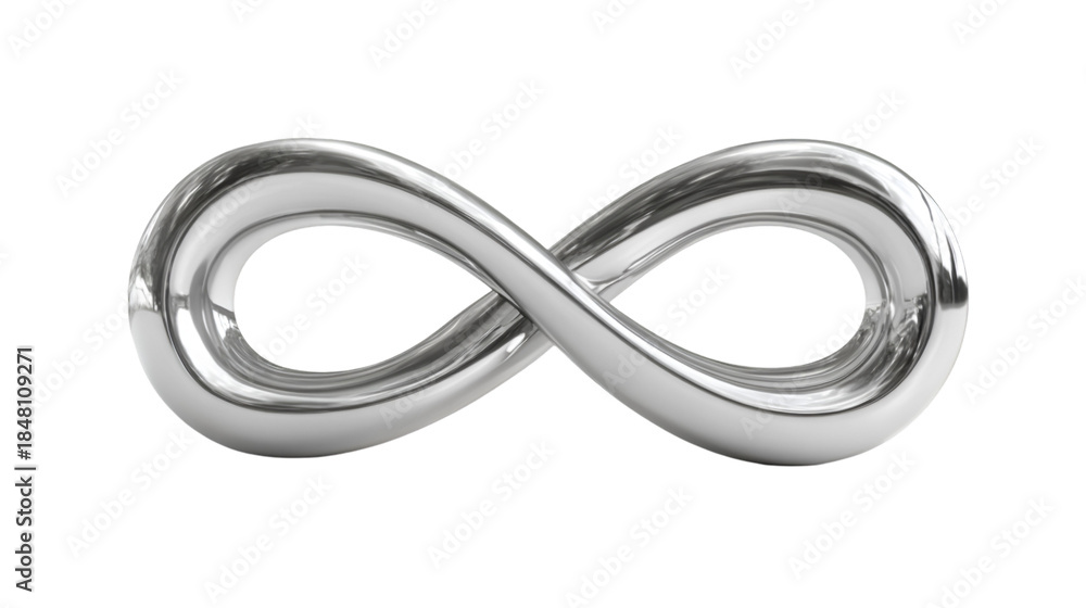 Fototapeta premium Silver Infinity Symbol Isolated on Black Background