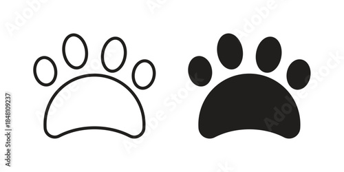 Paw icon flat simple icon. Liner version - stock vector.