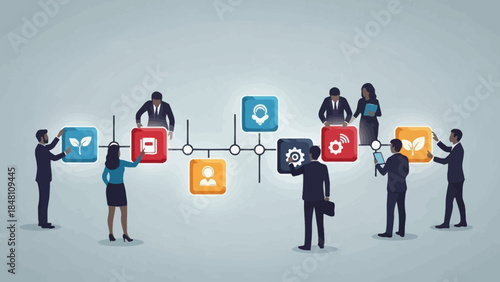 collaborative digital networking and project management in professional workspace