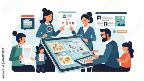 collaborative digital team working together on innovative project planning and communication in a