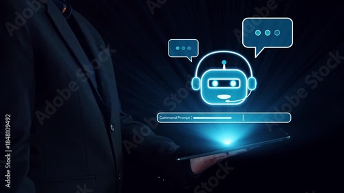 AI Virtual Assistant Artificial Intelligence Chatbot Controlled by Prompt Engineering for Explainable Generative AI information and LLM Deep Learning Technology for Smart Business Work Support. Elide