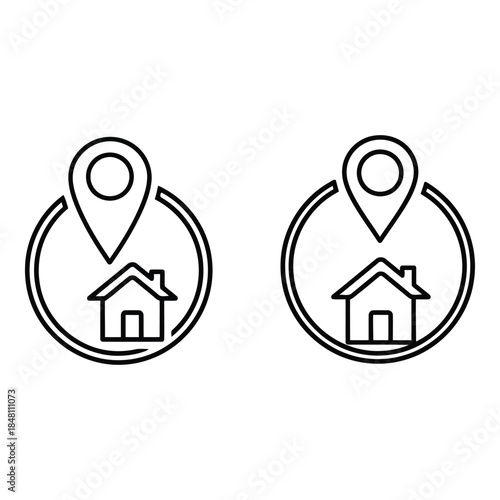 House icons with location pins
