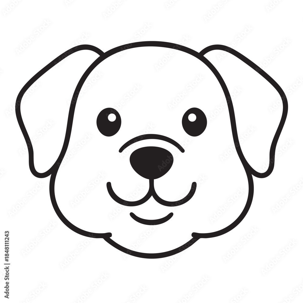 Obraz premium a charming black and white illustration of a cute dog s face with simple rounded features