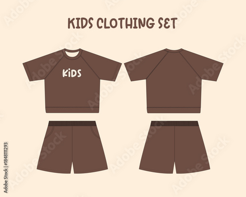 Kids Clothing Set Technical Drawing
