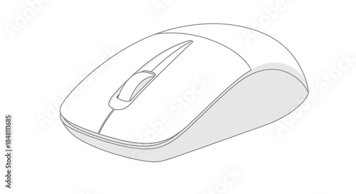 Simple illustration of a white computer mouse with a sleek ergonomic design