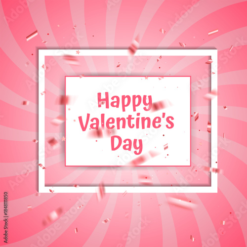 Valentine's Day Gift Voucher, Love Banner with sweet Love Decor elements on minimalistic stylish background. Valentine's day design card