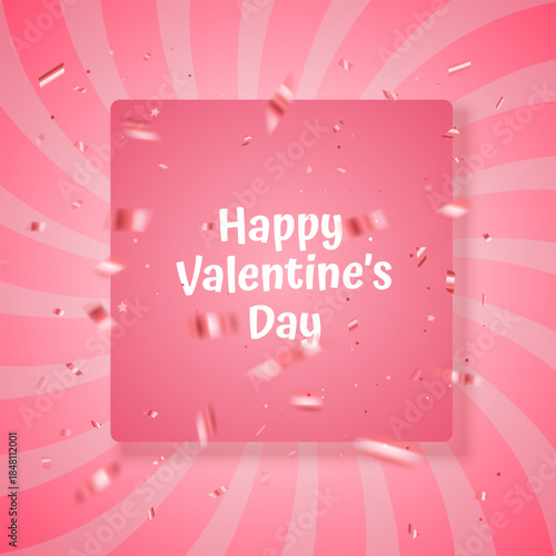 Valentine's Day Gift Voucher, Love Banner with sweet Love Decor elements on minimalistic stylish background. Valentine's day design card