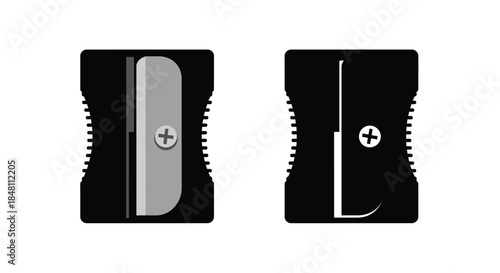 Two black cutter like objects with different internal structures are displayed