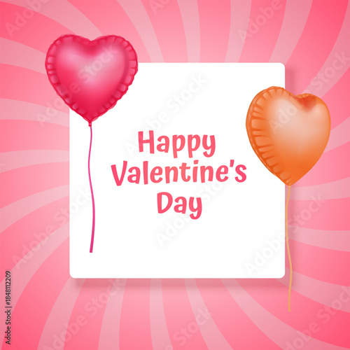 Valentine's Day Gift Voucher, Love Banner with sweet Love Decor elements on minimalistic stylish background. Valentine's day design card