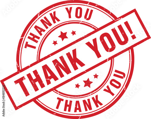 Red Thank You Grunge Stamp Seal – Vintage Design for Customer Appreciation, Emails & Product Labels