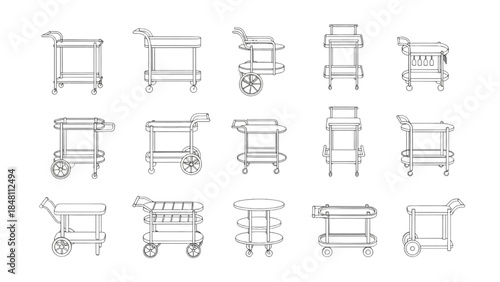 Extensive Collection of Modern Outline Service Carts and Utility Trolleys for Professional Use