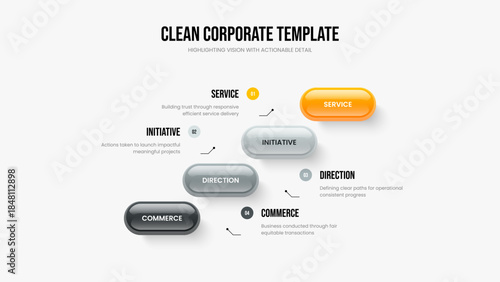 Sales Growth 4 Option Diagram Slide Design. Digital Campaign Presentation Layout Vector Illustration. Enterprise Visualization Four Step Infographic Slideshow Template.