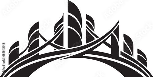 Abstract skyline illustration with modern buildings and graphic design elements