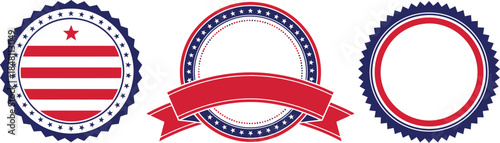 American Patriotic Badge Set with Stars, Stripes & Ribbon – USA-Themed Seals for Awards, Logos & Social Media