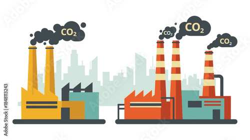 Industrial pollution and carbon dioxide emissions impacting the cityscape environment