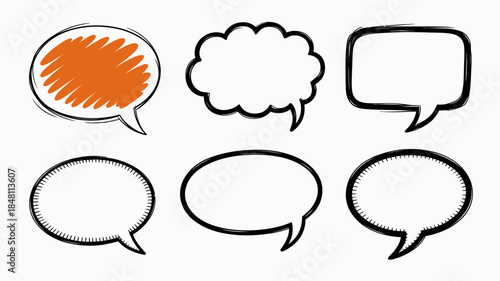 Hand-drawn speech bubbles for creative expression and communication