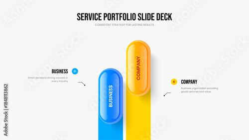 Consulting Proposal Two Element Diagram Slideshow Design. Service Forecast 2 Step Infographic Presentation Layout. Advertising Profile Frame Template Vector Illustration.