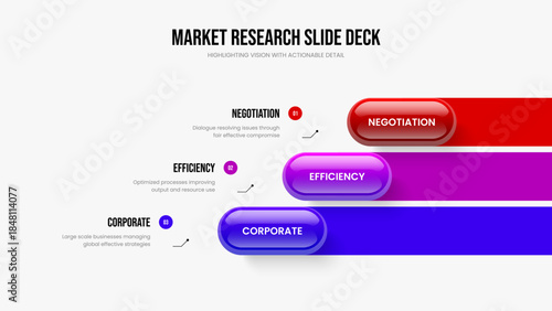 Investor Portfolio Frame Template Vector Illustration. Project Development Three Step Infographic Slideshow Layout. Market Proposal 3 Option Diagram Presentation Design.