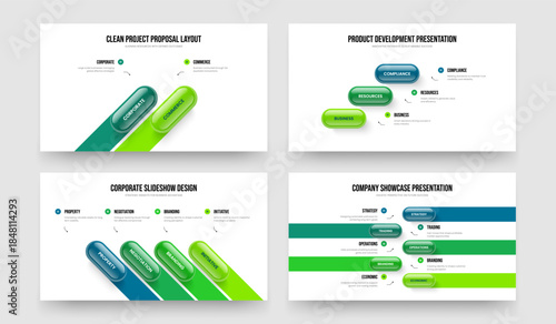 Consulting Visualization Two Three Four Five Option Diagram Frame Template Vector Illustration Collection. Market Overview 2 3 4 5 Element Infographic Slide Layout Bundle.