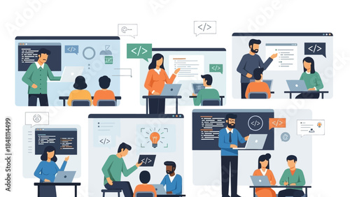 collaborative programming and coding education in a modern classroom environment