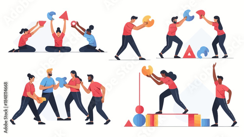 Collaborative team effort in a playful setting engaging diverse participants engaging with