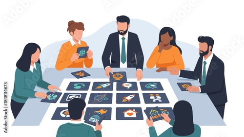 Collaborative team engagement in a modern workspace focusing on digital project discussion