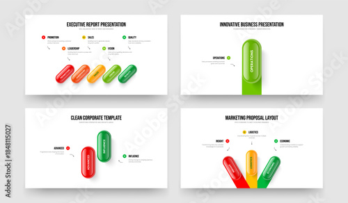 Professional Development 5 1 2 3 Step Diagram Presentation Template Bundle. Corporate Introduction Five One Two Three Option Infographic Slide Design Vector Illustration Collection.