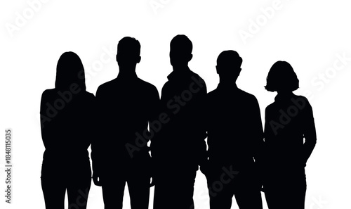 Silhouettes of Five People Standing