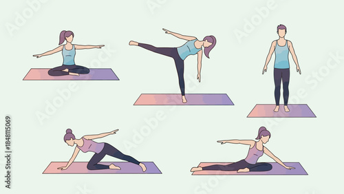 Comprehensive yoga poses demonstrating balance stretching and flexibility techniques for wellness
