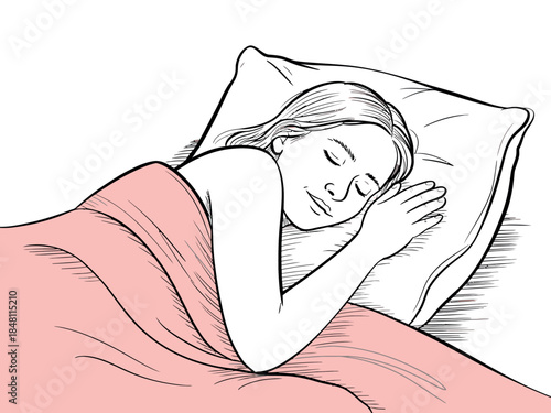 Woman Sleeping Peacefully on Pillow