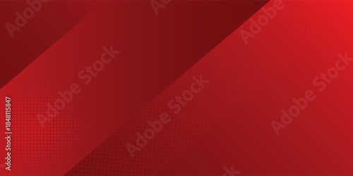Modern abstract red background with diagonal lines, halftone dots, and grid overlay
