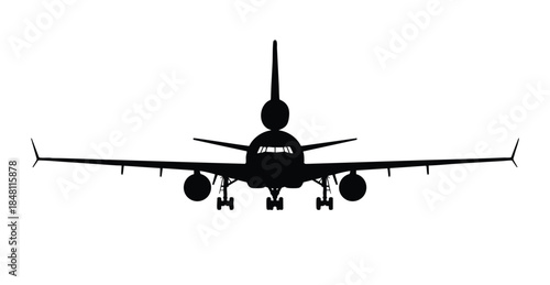 Frontal Silhouette of a Commercial Passenger Airplane