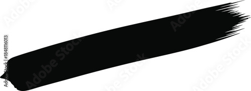 Black Brushstroke Texture – Thick Curved Paint Mark with Feathered Taper for Graphic Design and Artistic Motion