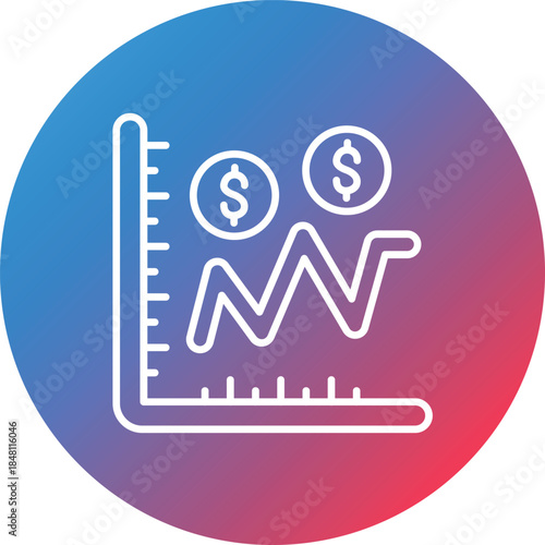 Fluctuate Line Gradient Circle Background Icon