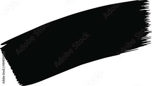 Curved Black Brushstroke Texture – Thick Paint Swatch with Uneven Edges for Graphic Design and Artistic Emphasis