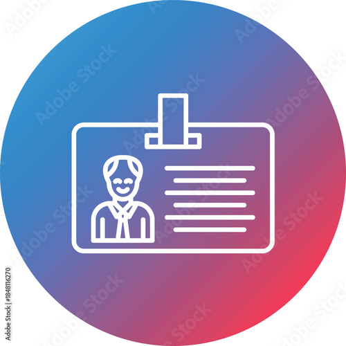 Identity Card Line Gradient Circle Background Icon