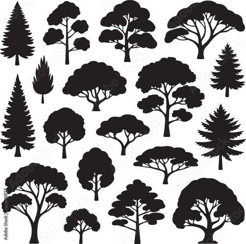 Tree Silhouettes Collection Nature Forest Illustration