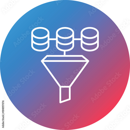 Data Filter Line Gradient Circle Background Icon