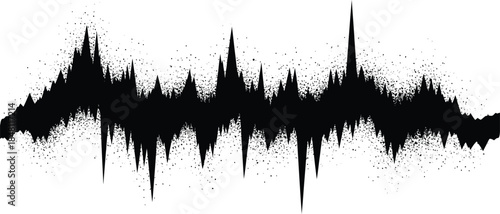 Black Audio Waveform Pattern – Abstract Sound Signal Visualization for Music Editing and Signal Analysis