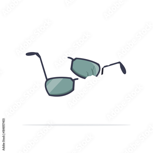 Illustration of broken and damaged glasses, household glass waste.