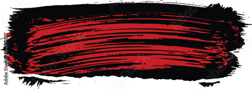 Red and Black Brushstroke Banner – Bold Horizontal Paint Texture for Graphic Design and Artistic Contrast