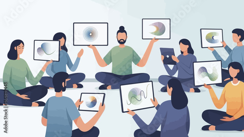 Digital Art Workshop Participants Engaged in Collaborative Creative Design Session