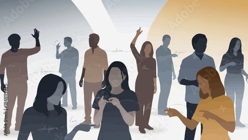 diverse group of people engaging in conversation and social activities in a modern indoor setting