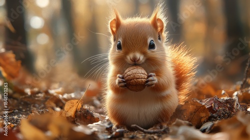 holding an acorn in its paws, its fluffy tail curling behind it. --ar 16:9 --stylize 750 --v 6.1 Job ID: b66b23c9-0697-4837-8778-64380848914a