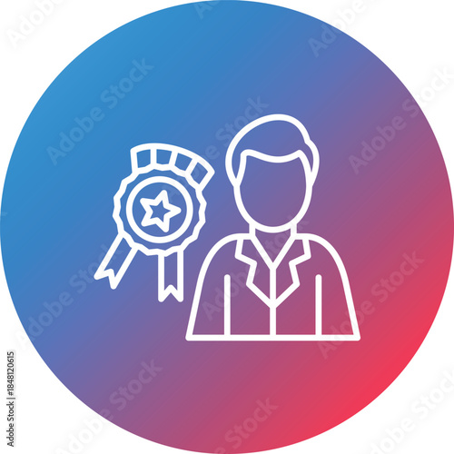Rewarding Employees Line Gradient Circle Background Icon