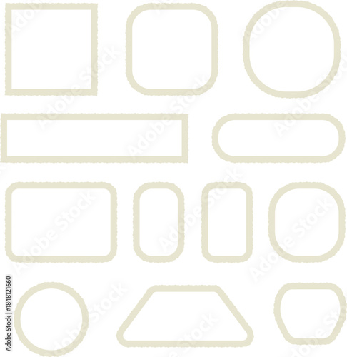 Soft beige rounded outline shapes and frames set. Light minimal geometric borders with subtle neutral tone. Clean UI elements for web, app and modern graphic design layouts.
