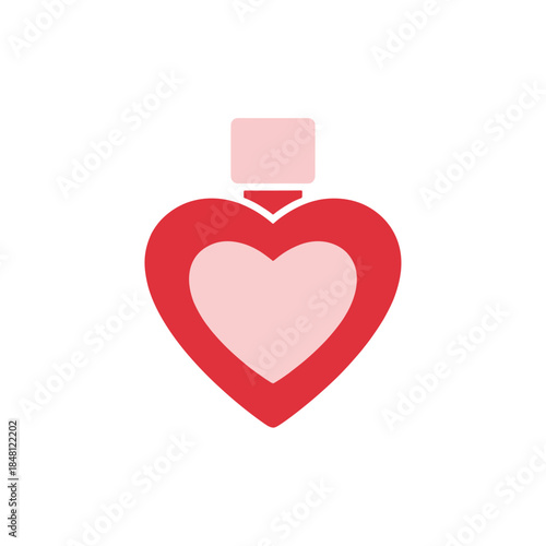 Heart shaped perfume bottle icon for romantic fragrance gift