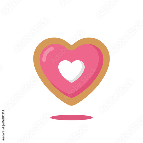 Heart shaped cookie with pink icing for sweet Valentine treat